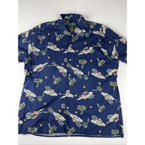 Men's Gitman Vintage Camp Collar Hawaiian Shirt XL Flamingo Palm Trees Beach